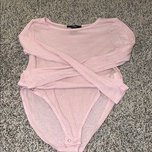 SHEER PINK RIBBED BODYSUIT